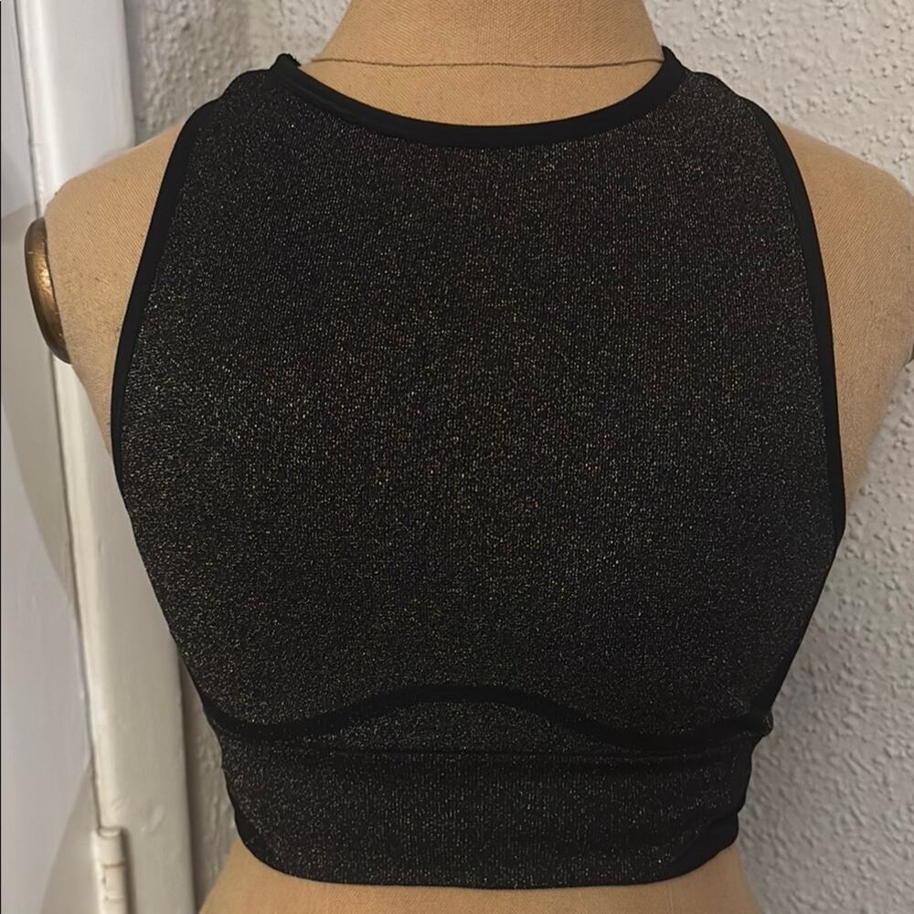 Victoria's Secret Seamless High-Neck Light Impact Sport Bra S Black Sparkle Cozy